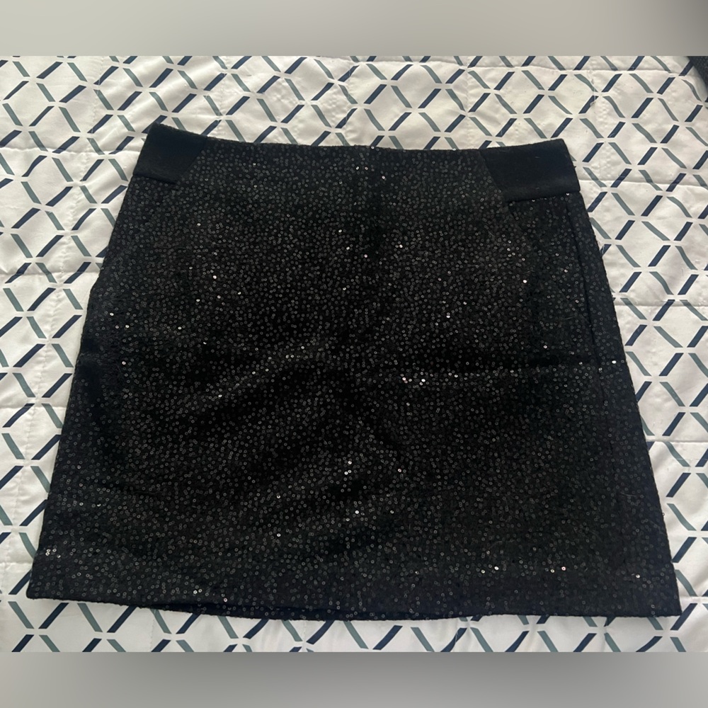 LOFT Black Sequin Pencil Skirt Mini